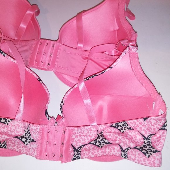 Set of 2 Midnight Muse Bra 40D Solid Pink Leopard Hearts Lightly Lined Underwire - Picture 8 of 9